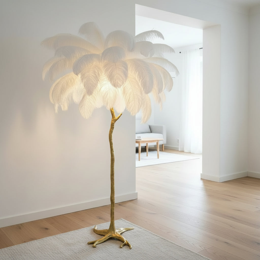 Ostrich Feather Floor Lamp — Nordic Luxury