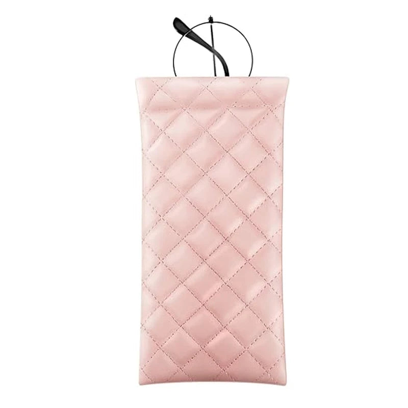 Étui à Lunettes Cuir Matelassé – Noir, Rose & Blanc