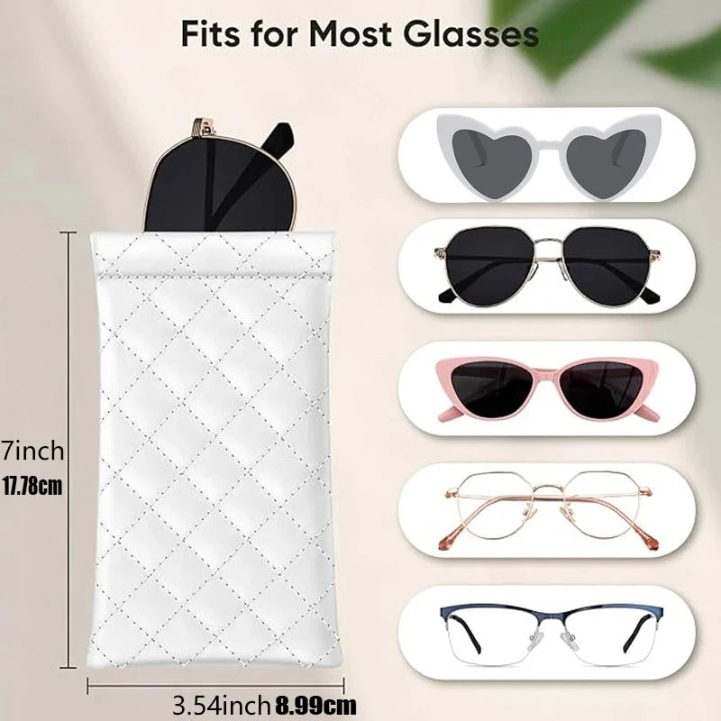 Étui à Lunettes Cuir Matelassé – Noir, Rose & Blanc